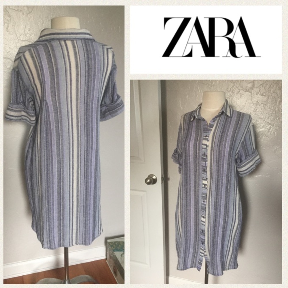 GORGEOUS!  ZARA Basic striped tunic/shirt dress XS - Picture 2 of 6